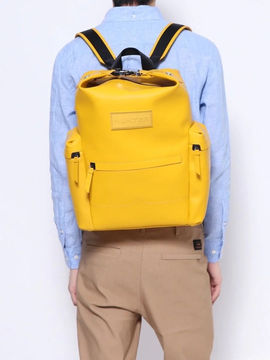 Hunter Handbags - Hunter Original Rubberized Leather Backpack Yellow Genuine Leather Waterproof
